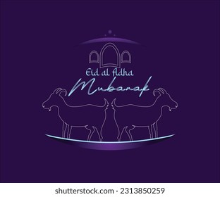 sheep character for eid al adha icon on blue background