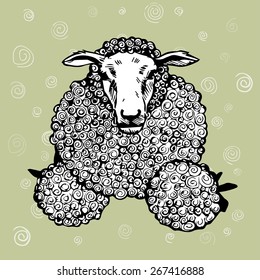 Sheep character illustration image for postcard and decoration needs. 