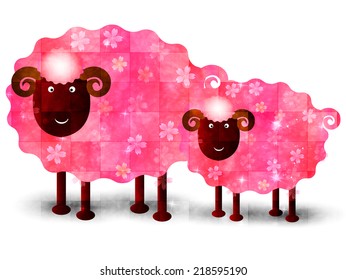 Sheep cherry greeting cards