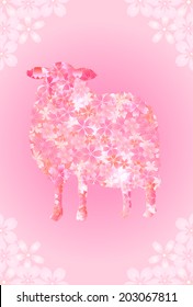 Sheep Cherry New Year s card