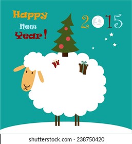 Sheep is a Christmas tree on her back  illustration