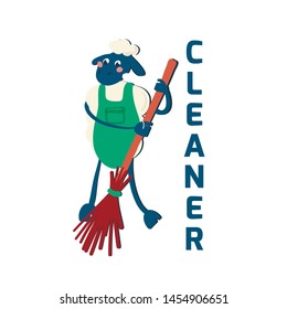 Sheep cleaner vector color illustration
