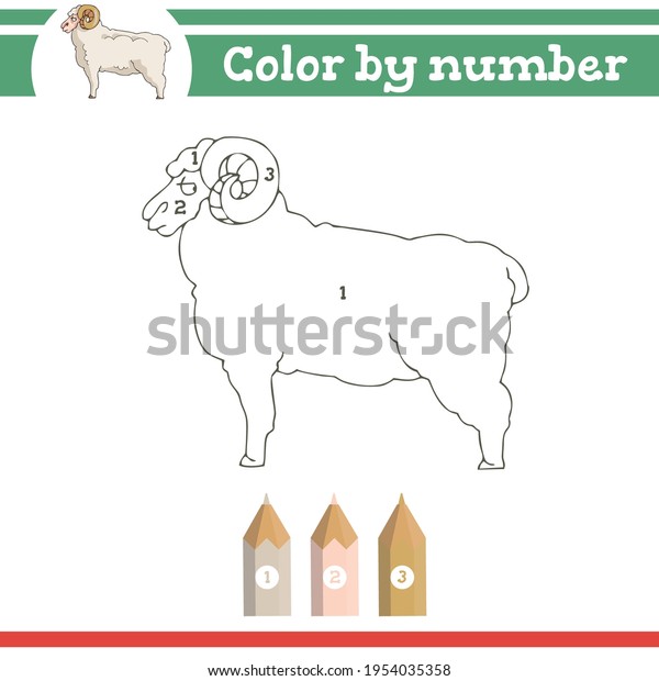 Sheep Color By Numbers Coloring Page Stock Vector (Royalty Free ...