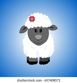 Sheep colored, icon, logo, cartoon, vector.
