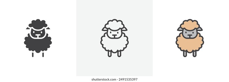 Sheep colored icon set. Eps 10