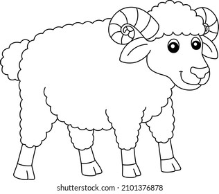 Sheep Coloring Page Isolated Kids Stock Vector (Royalty Free) 2101376878