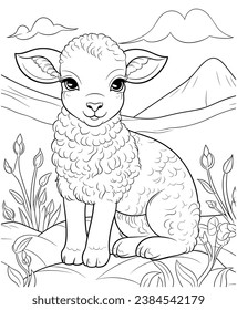 sheep coloring page for kids