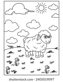 sheep coloring page for kids