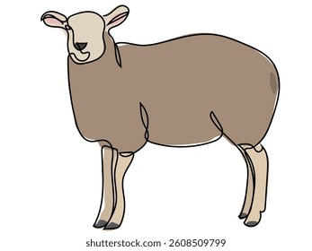 Sheep in continuous line drawing on a white background.