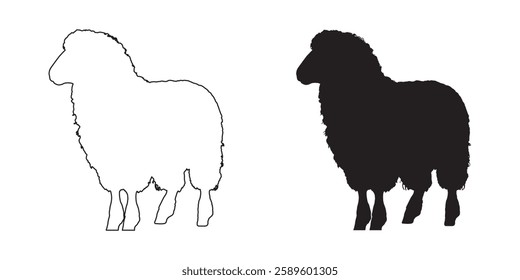 Sheep Contour Design - Elegant Sheep Outline for Digital Art
