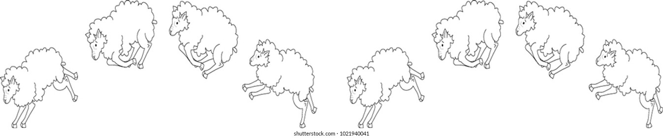 Sheep for counting to sleep, vector illustration.