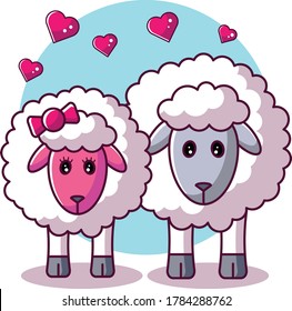 Sheep Couple in Love Design