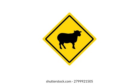 Sheep Crossing Traffic Sign Vector