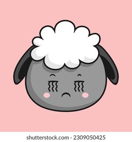 Sheep Crying Face Cartoon Head Sheep Sticker