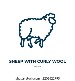 Sheep with curly wool icon. Linear vector illustration from sheeps collection. Outline sheep with curly wool icon vector. Thin line symbol for use on web and mobile apps, logo, print media.