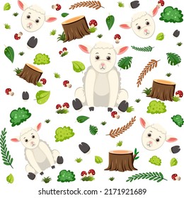 Schaf-süße Tiermuster, nahtlose Mustergrafik