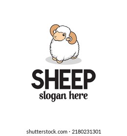 sheep cute cartoon animal logo