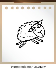 sheep cute cartoon doodle vector illustration