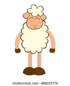 sheep cute character little vector illustration design