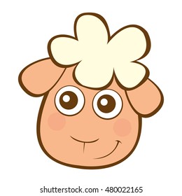 sheep cute character little vector illustration design