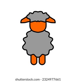 Sheep cute icon with empty face in lineal color mode. Vector illustration in trendy style. Editable graphic resources for many purposes.