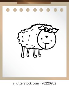 sheep cute mascot cartoon doodle vector illustration