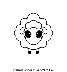 sheep cute outline drawing suitable for coloring books for children black and white educational preschool activity sheet vector isolated