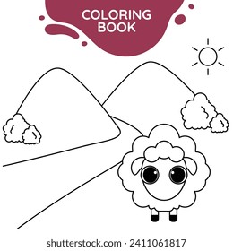 sheep cute outline drawing suitable for coloring books for children black and white educational preschool activity sheet vector isolated