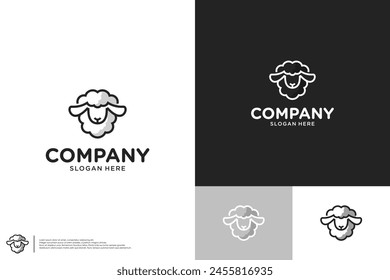 sheep with cute and simple style, logo design template.