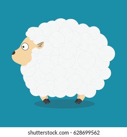 sheep cute style cartoon background blue . vector ,illustration