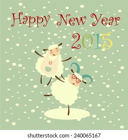 sheep dancing in the new year illustration