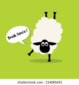 Sheep dancing and say break dance,illustration design.