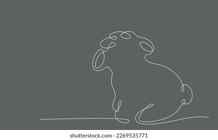 Sheep. Decoration continuous line hand drawing element for photo book, invitations. Vector stock illustration minimalism design isolated on black background. Editable stroke single line. EPS10