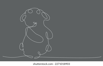 Sheep. Decoration continuous line hand drawing element for photo book, invitations. Vector stock illustration minimalism design isolated on black background. Editable stroke single line. EPS10
