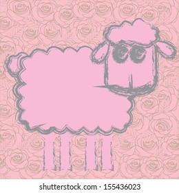 sheep design over pink background. vector illustration  