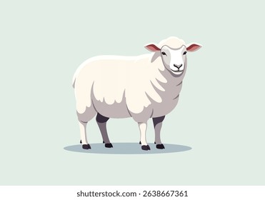 Sheep A detailed and realistic flat of a white domestic, standing in a side profile. Vector illustration