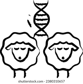 Sheep DNA hand drawn vector illustration
