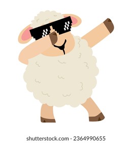 sheep doing dabbing movement cartoon