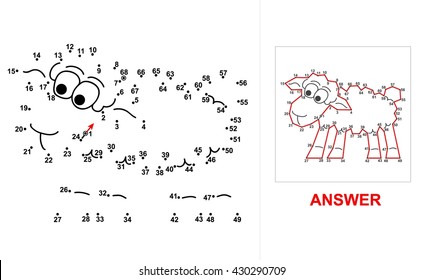 Ovejas - juego de puntos. Conecte todos los puntos a partir del 1 al 68 y verá qué animal está oculto en la imagen.