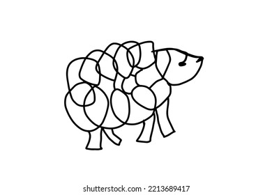 Sheep Drawing With One Black Line