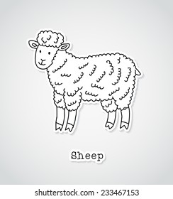 Sheep drawing, sticker style