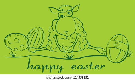 sheep and easter eggs