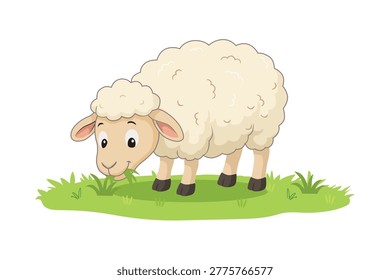 Sheep eating grass in the field