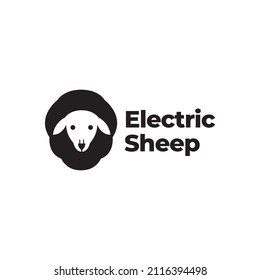 sheep with electric plug logo design, vector graphic symbol icon sign illustration