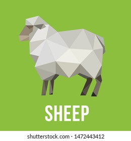 SHEEP EWE ANIMAL FARM LOW POLY LOGO ICON SYMBOL SET. TRIANGLE GEOMETRIC POLYGON