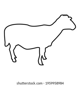 Sheep Ewe Domestic livestock Farm animal cloven hoofed Lamb cattle contour outline black color vector illustration flat style image