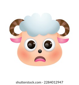 Sheep face cartoon vector illustration isolated. Cute farm animal emoji.