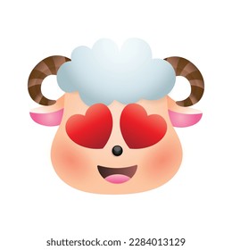 Sheep face cartoon vector illustration isolated. Cute farm animal emoji.