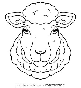 sheep face illustration hand drawn outline vector