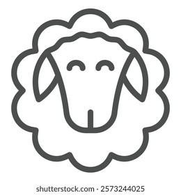 Sheep face line icon, wild life concept. Vector graphics. Animal head with wool sign on white background, outline style icon for mobile or web design